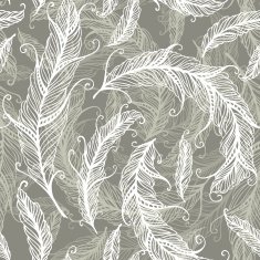 Feather seamless background Hand drawn illustration N2