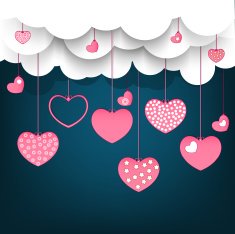 Valentine's Day Hearts on Cloud Background