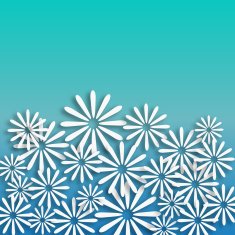 white floral pattern with blue background N2