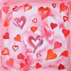 Flying red hearts