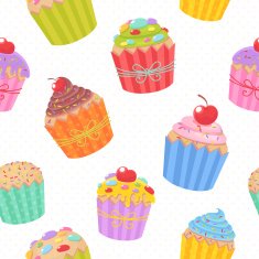 Cute seamless pattern with muffins and cupcakes N2