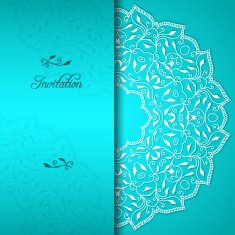 Turquoise elegant invitation with floral ornament
