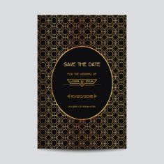 Wedding Invitation Card - Art Deco Vintage Style N11