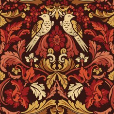 Vintage seamless pattern Birds in flowers N2