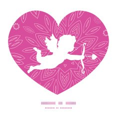Vector pink abstract flowers texture shooting cupid silhouette frame pattern N2