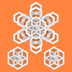 abstract 3D gray hexagon pattern with orange background