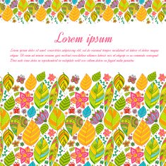 Nice floral greeting card with leaves N54