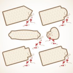 Set of vintage tags with beads and hearts