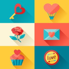 Valentine's and Wedding background in flat design style