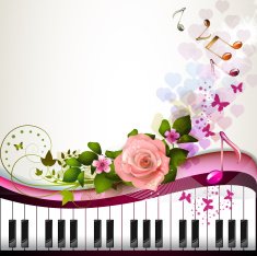 Piano keys with rose