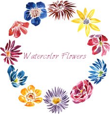 watercolor drawing card with flowers N5