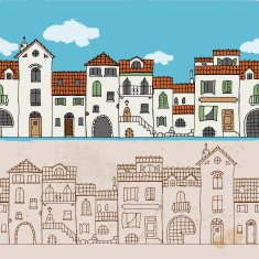 Seamless border of mediterranean houses N2