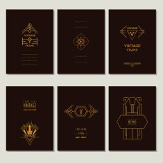 Set of Art Deco Cards and Vintage Frames