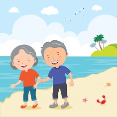 Elderly couple at the beach N3