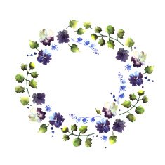 Watercolor wreath with blue flowers N2