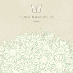 Background with chamomile and butterflies N2