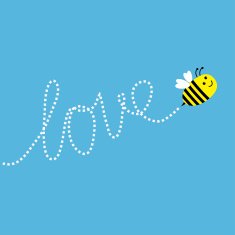 Flying bee Dash word Love in the sky Card