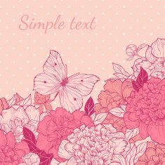 Card with peony and butterfly N6