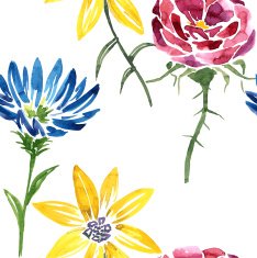 seamless pattern with watercolor drawing flower N2