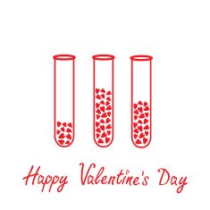 Love test tubes with hearts inside Happy Valentines Day card