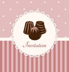 Vintage invitation card with chocolate candies