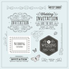 Vintage Wedding invitation design kit Elements ornaments badges Vector illustration-01 N2