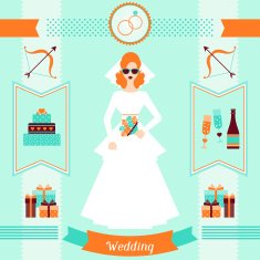 Wedding invitation card template in retro style N3