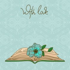 Card with book and flower N2