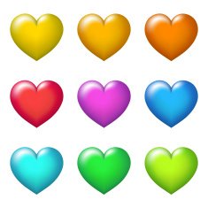 Color Hearts On White
