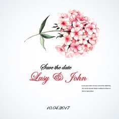 Wedding invitation with watercolor phlox