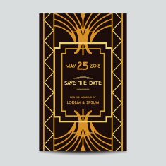 Wedding Invitation Card - Art Deco Vintage Style N13