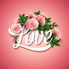 Word Love with flowers Vector illustration N5