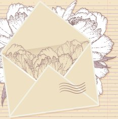 Love letter with flower on paper background