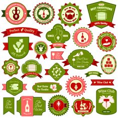 Wine label set colored