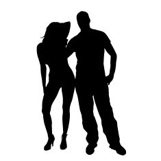 Vector silhouette of a man with sexy woman N19