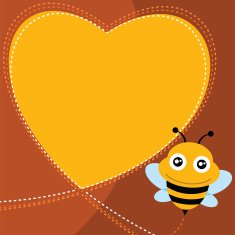 Flying bee and heart shape