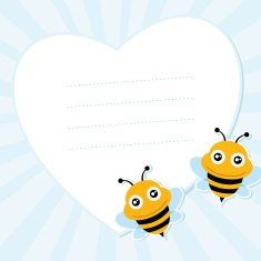 Two flying bees and heart shape N2