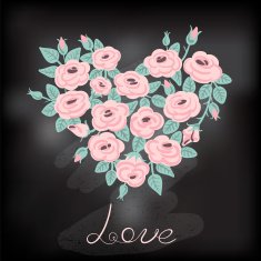 Cute vintage roses arranged in a heart shape N8