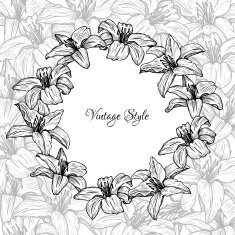 vintage floral frame with lilies N4