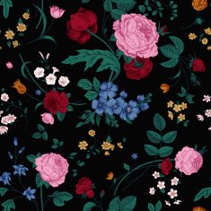 Seamless vector vintage pattern with Victorian bouquet N9