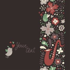 Floral design element with saxophone N2
