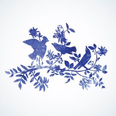 Blue watercolor birds