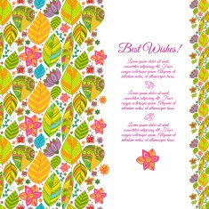 Nice floral greeting card with leaves N58