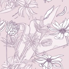 Floral pattern in lilac tones N2