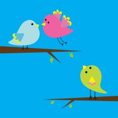 Three cartoon birds Card N2