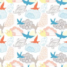 Birds and clouds seamless pattern N5