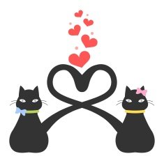 Twin Cats Heart Tails
