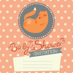 Baby Shower invitation with cute fox N2