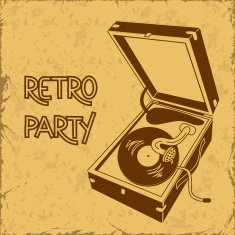 Invitation to retro party with gramophone N3
