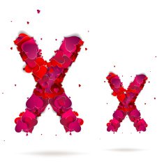 Letter x made from hearts Love alphabet